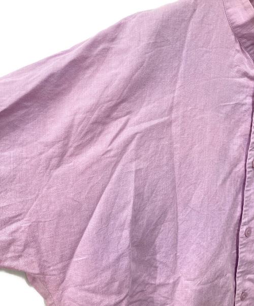 HOMME PLISSE ISSEY MIYAKE（オム プリッセ イッセイ ミヤケ）HOMME PLISSE ISSEY MIYAKE (オム プリッセ イッセイ ミヤケ) スタンドカラーS/Sリネンシャツ パープル サイズ:3の古着・服飾アイテム