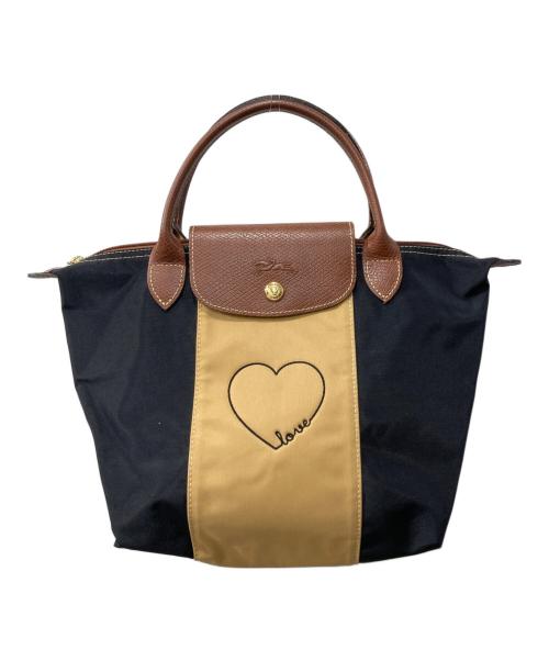 LONGCHAMP（ロンシャン）LONGCHAMP (ロンシャン) ハンドバッグ ブラック×ブラウンの古着・服飾アイテム