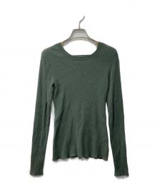 STUDIOUS（ステュディオス）の古着「Slit Sleeve Knit Top/リブニト」｜グリーン