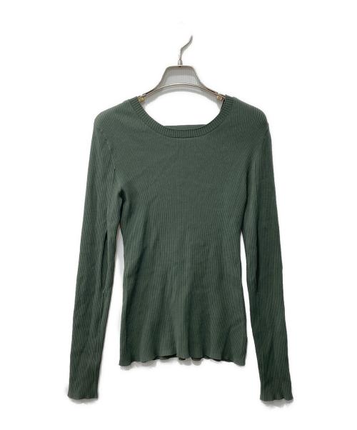 STUDIOUS（ステュディオス）STUDIOUS (ステュディオス) Slit Sleeve Knit Top/リブニト グリーン サイズ:Fの古着・服飾アイテム