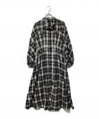 HER LIP TOハーリップトゥ）の古着「オンブレチェックワンピース/Marion Plaid Shirt Dress」｜ブラック