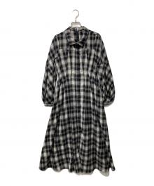 HER LIP TO（ハーリップトゥ）の古着「オンブレチェックワンピース/Marion Plaid Shirt Dress」｜ブラック