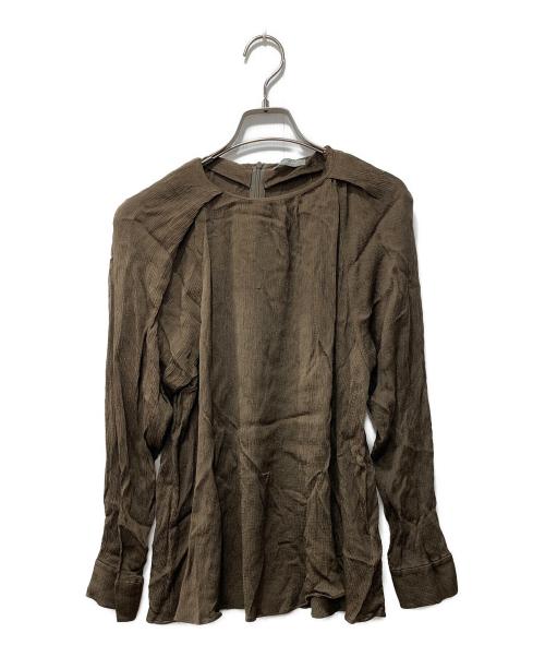 theory luxe（セオリーリュクス）theory luxe (セオリーリュクス) タックスリーブギャザーブラウス ブラウン サイズ:38の古着・服飾アイテム