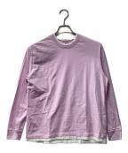 YORIヨリ）の古着「オーバーレイヤードロンTee/ロングスリーブカットソー」｜ピンク