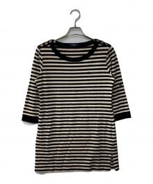 BURBERRY LONDON（バーバリーロンドン）の古着「ボーダーカットソー」｜ブラック×ベージュ