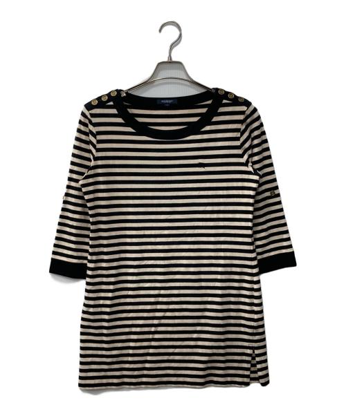 BURBERRY LONDON（バーバリーロンドン）BURBERRY LONDON (バーバリーロンドン) ボーダーカットソー ブラック×ベージュ サイズ:2の古着・服飾アイテム