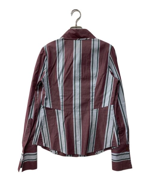 Vivienne Westwood RED LABEL（ヴィヴィアンウエストウッドレッドレーベル）Vivienne Westwood RED LABEL (ヴィヴィアンウエストウッドレッドレーベル) ストライプシャツ ブラウン×ブルー サイズ:2の古着・服飾アイテム