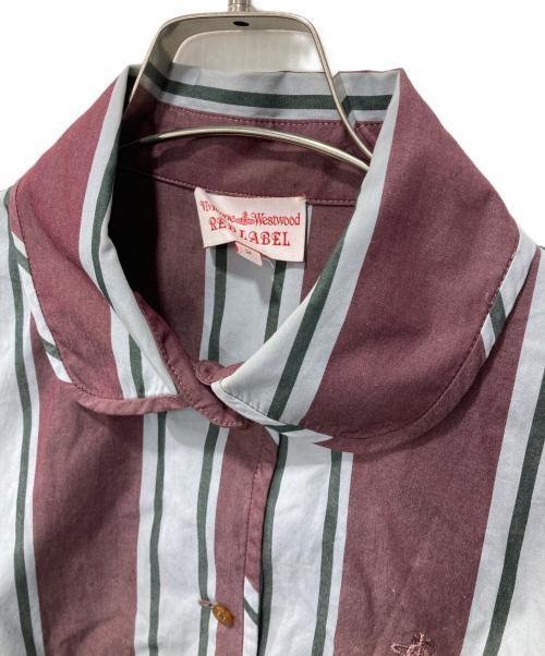Vivienne Westwood RED LABEL（ヴィヴィアンウエストウッドレッドレーベル）Vivienne Westwood RED LABEL (ヴィヴィアンウエストウッドレッドレーベル) ストライプシャツ ブラウン×ブルー サイズ:2の古着・服飾アイテム