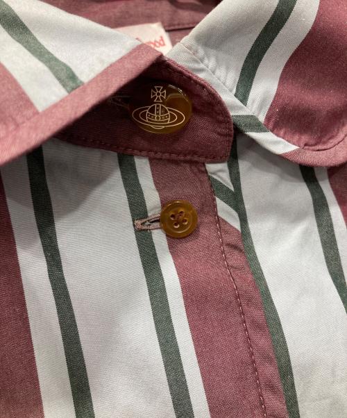 Vivienne Westwood RED LABEL（ヴィヴィアンウエストウッドレッドレーベル）Vivienne Westwood RED LABEL (ヴィヴィアンウエストウッドレッドレーベル) ストライプシャツ ブラウン×ブルー サイズ:2の古着・服飾アイテム