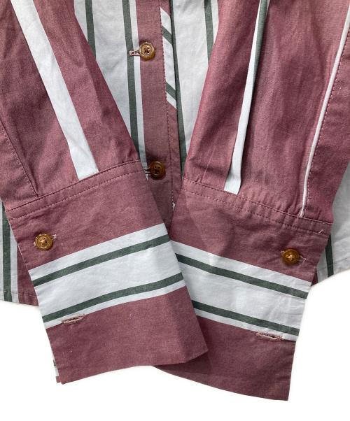 Vivienne Westwood RED LABEL（ヴィヴィアンウエストウッドレッドレーベル）Vivienne Westwood RED LABEL (ヴィヴィアンウエストウッドレッドレーベル) ストライプシャツ ブラウン×ブルー サイズ:2の古着・服飾アイテム