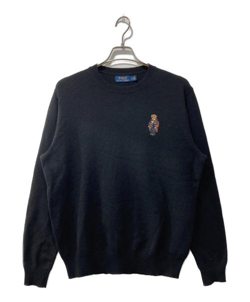 POLO RALPH LAUREN（ポロ・ラルフローレン）POLO RALPH LAUREN (ポロ・ラルフローレン) ポロベアワッペンニット ブラック サイズ:Ｌの古着・服飾アイテム