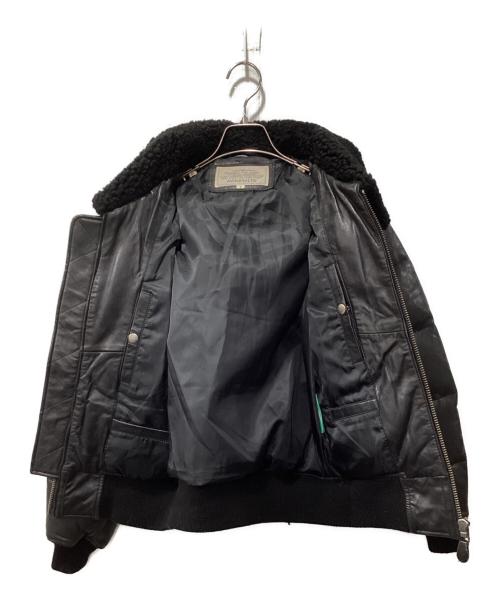 AVIREX（アヴィレックス）AVIREX (アヴィレックス) 襟ボアラムレザーダウンジャケット ブラック サイズ:Fの古着・服飾アイテム