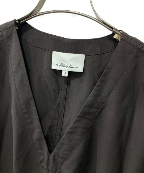 3.1 phillip lim（スリーワンフィリップリム）3.1 phillip lim (スリーワンフィリップリム) ベルテッド Vネック ロング ワンピース グレー サイズ:2の古着・服飾アイテム