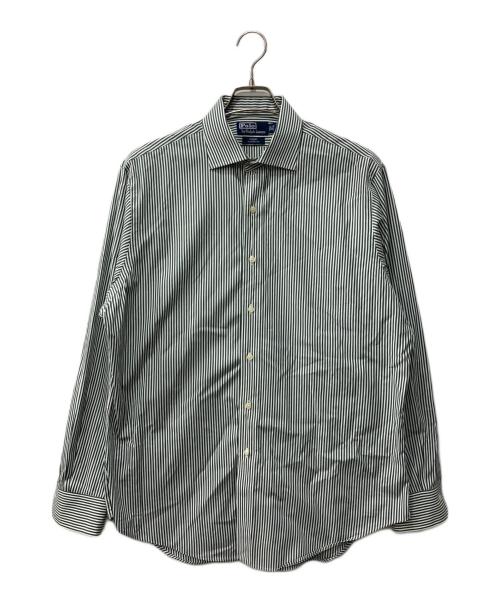 POLO RALPH LAUREN（ポロ・ラルフローレン）POLO RALPH LAUREN (ポロ・ラルフローレン) REGENT CLASSIC FITストライプシャツ グリーン サイズ:16　1/2の古着・服飾アイテム