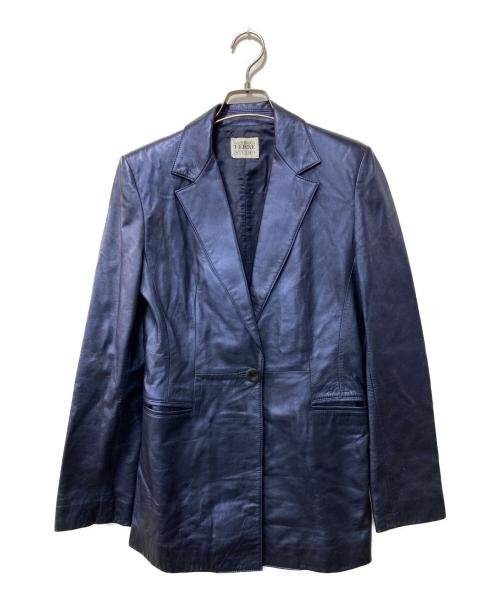 GIANFRANCO FERRE（ジャンフランコフェレ）GIANFRANCO FERRE (ジャンフランコフェレ) 90s/レザーテーラードジャケット ネイビー サイズ:40の古着・服飾アイテム
