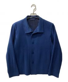 HOMME PLISSE ISSEY MIYAKE（オム プリッセ イッセイ ミヤケ）の古着「プリーツスタンドカラージャケット」｜ブルー