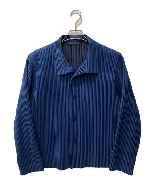 HOMME PLISSE ISSEY MIYAKE（オム プリッセ イッセイ ミヤケ）HOMME PLISSE ISSEY MIYAKE (オム プリッセ イッセイ ミヤケ) プリーツスタンドカラージャケット ブルー サイズ:2の古着・服飾アイテム
