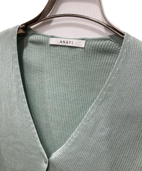 ANAYI（アナイ）ANAYI (アナイ) アセテートポリエステルVネック/ニットカーディガン グリーン サイズ:38の古着・服飾アイテム