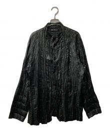 ISSEY MIYAKE（イッセイミヤケ）の古着「プリーツジャケット/バンドカラージャケット」｜ブラック