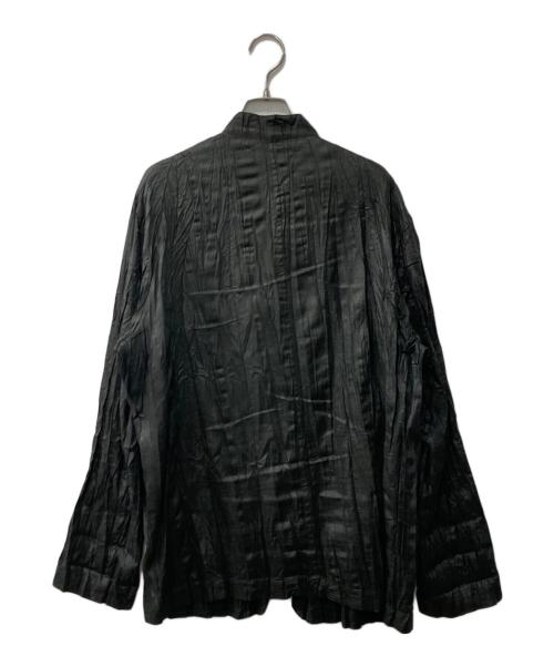 ISSEY MIYAKE（イッセイミヤケ）ISSEY MIYAKE (イッセイミヤケ) プリーツジャケット/バンドカラージャケット ブラック サイズ:-の古着・服飾アイテム