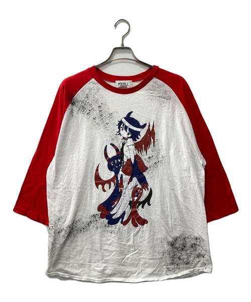 KIDILL（キディル）KIDILL (キディル) PUNK GIRL RAGLAN T-SHIRT レッド×ホワイト サイズ:FREEの古着・服飾アイテム