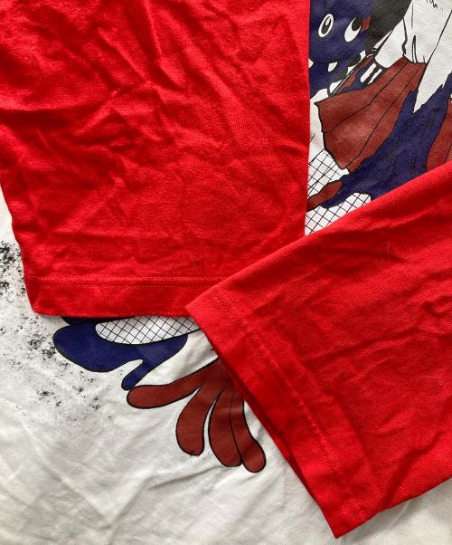 KIDILL（キディル）KIDILL (キディル) PUNK GIRL RAGLAN T-SHIRT レッド×ホワイト サイズ:FREEの古着・服飾アイテム