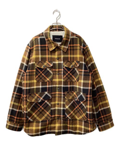 COACH（コーチ）COACH (コーチ) フラッドシェルパラインドシャツジャケット ブラウン サイズ:XLの古着・服飾アイテム