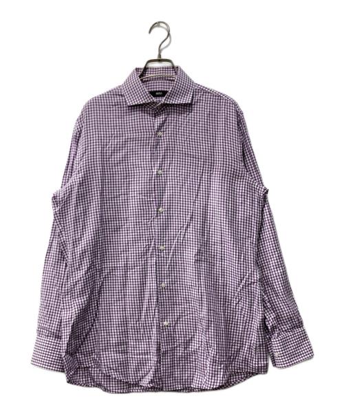 BOSS HUGO BOSS（ボス ヒューゴボス）BOSS HUGO BOSS (ボス ヒューゴボス) チェックシャツ パープル サイズ:39Aの古着・服飾アイテム