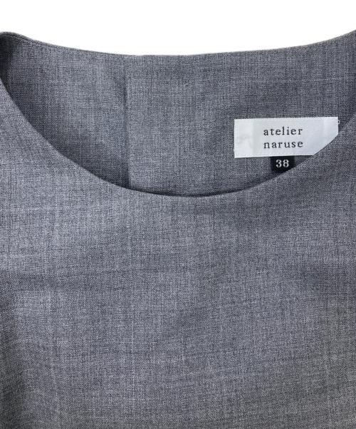 atelier naruse（アトリエナルセ）atelier naruse (アトリエナルセ) formal A line one-piece dress/ウールワンピース グレー サイズ:38の古着・服飾アイテム
