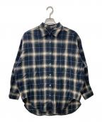 Spick and Spanスピック＆スパン）の古着「メタルボタンオンブレーチェックルーズシャツ」｜ネイビー