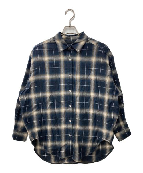 Spick and Span（スピック＆スパン）Spick and Span (スピック＆スパン) メタルボタンオンブレーチェックルーズシャツ ネイビー サイズ:表記なしの古着・服飾アイテム