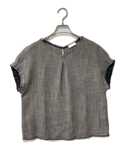 BALLSEY（ボールジィ）BALLSEY (ボールジィ) ポリエステルレーヨンカラミ タックスリーブブラウス ブラック サイズ:36の古着・服飾アイテム
