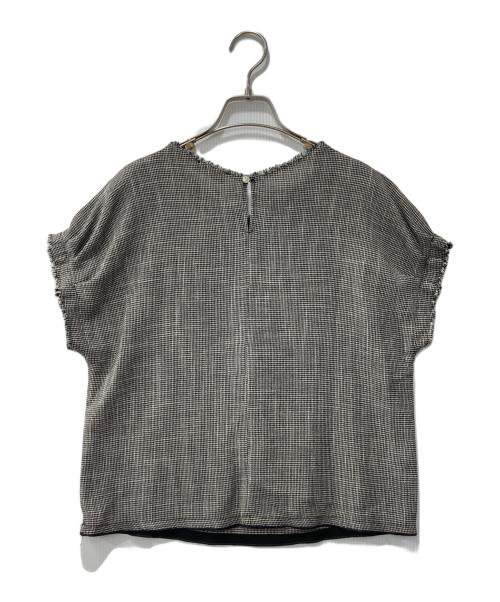 BALLSEY（ボールジィ）BALLSEY (ボールジィ) ポリエステルレーヨンカラミ タックスリーブブラウス ブラック サイズ:36の古着・服飾アイテム