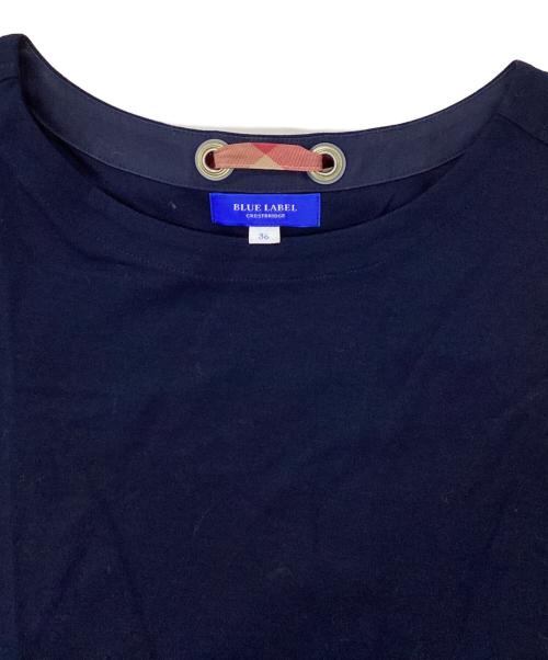 BLUE LABEL CRESTBRIDGE（ブルーレーベルクレストブリッジ）BLUE LABEL CRESTBRIDGE (ブルーレーベルクレストブリッジ) バックリボンワンピース ネイビー サイズ:38の古着・服飾アイテム