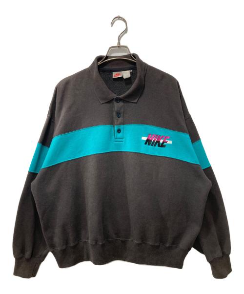 NIKE（ナイキ）NIKE (ナイキ) 90s銀タグ/ハーフボタンスウェット ブラック サイズ:XLの古着・服飾アイテム