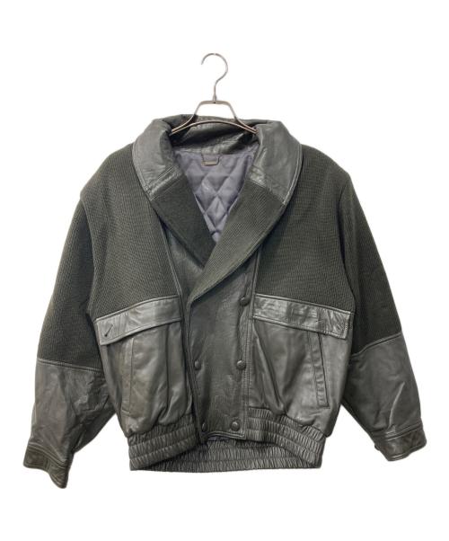 LANCEL（ランセル）LANCEL (ランセル) レザーショールカラージャケット カーキ サイズ:Ⅼの古着・服飾アイテム