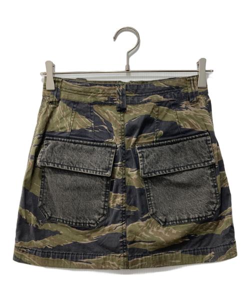 DIESEL（ディーゼル）DIESEL (ディーゼル) 迷彩柄 フルジップ ミリタリーミニスカート カーキ サイズ:24の古着・服飾アイテム