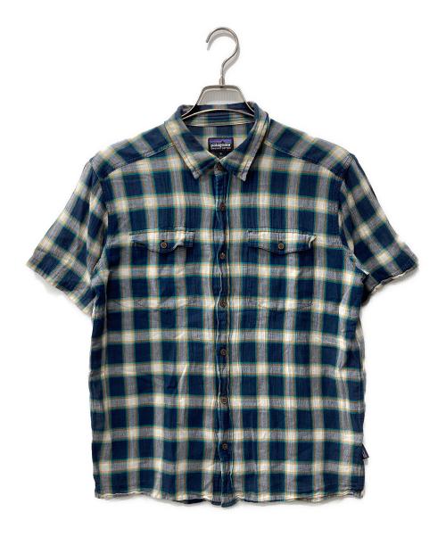Patagonia（パタゴニア）Patagonia (パタゴニア) オーガニックコットンチェックシャツ/半袖シャツ ネイビー サイズ:Mの古着・服飾アイテム