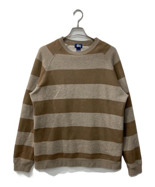 stussy（ステューシー）stussy (ステューシー) ボーダースウェット/紺タグ OLD STUSSY ブラウン サイズ:Lの古着・服飾アイテム