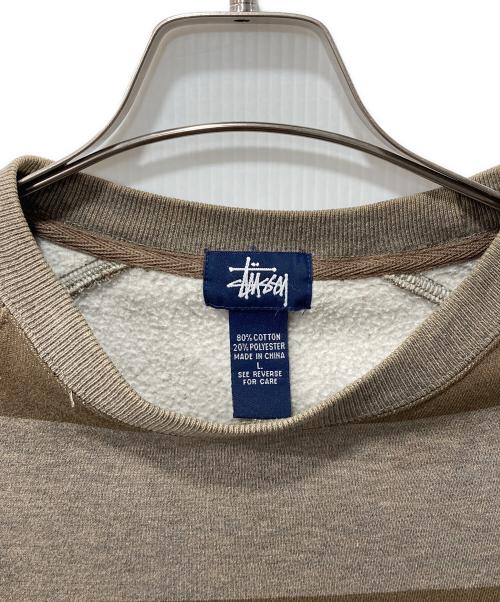stussy（ステューシー）stussy (ステューシー) ボーダースウェット/紺タグ OLD STUSSY ブラウン サイズ:Lの古着・服飾アイテム
