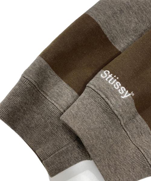 stussy（ステューシー）stussy (ステューシー) ボーダースウェット/紺タグ OLD STUSSY ブラウン サイズ:Lの古着・服飾アイテム