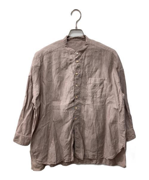 nest Robe（ネストローブ）nest Robe (ネストローブ) リネンバンドカラーシャツ ブラウン サイズ:Fの古着・服飾アイテム