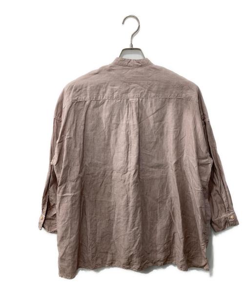 nest Robe（ネストローブ）nest Robe (ネストローブ) リネンバンドカラーシャツ ブラウン サイズ:Fの古着・服飾アイテム