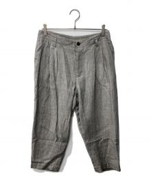 evam eva（エヴァムエヴァ）の古着「Cotton linen silk cropped tuck pants」｜グレー