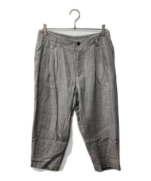 evam eva（エヴァムエヴァ）evam eva (エヴァムエヴァ) Cotton linen silk cropped tuck pants グレー サイズ:3の古着・服飾アイテム