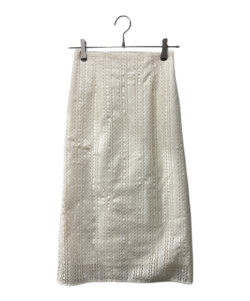 BALLSEY（ボールジィ）BALLSEY (ボールジィ) スライトリーレース Iラインミディスカート ベージュ サイズ:32の古着・服飾アイテム