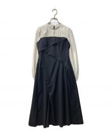 HER LIP TO（ハーリップトゥ）の古着「Bicolor Draped Dress」｜ネイビー