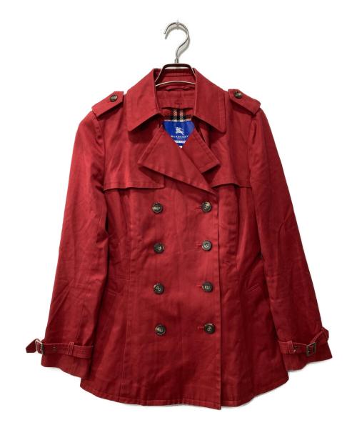BURBERRY BLUE LABEL（バーバリー ブルー レーベル）BURBERRY BLUE LABEL (バーバリー ブルー レーベル) ハーフトレンチコート レッド サイズ:38の古着・服飾アイテム