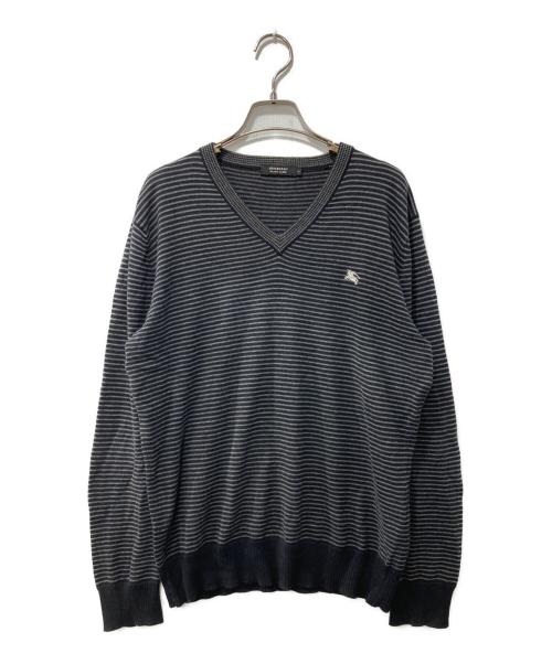 BURBERRY BLACK LABEL（バーバリーブラックレーベル）BURBERRY BLACK LABEL (バーバリーブラックレーベル) vネックコットンニット ブラック サイズ:3の古着・服飾アイテム
