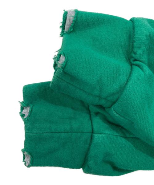 DIESEL（ディーゼル）DIESEL (ディーゼル) ロング丈ダメージ加工フーデッドジャケット グレー×グリーン サイズ:Sの古着・服飾アイテム